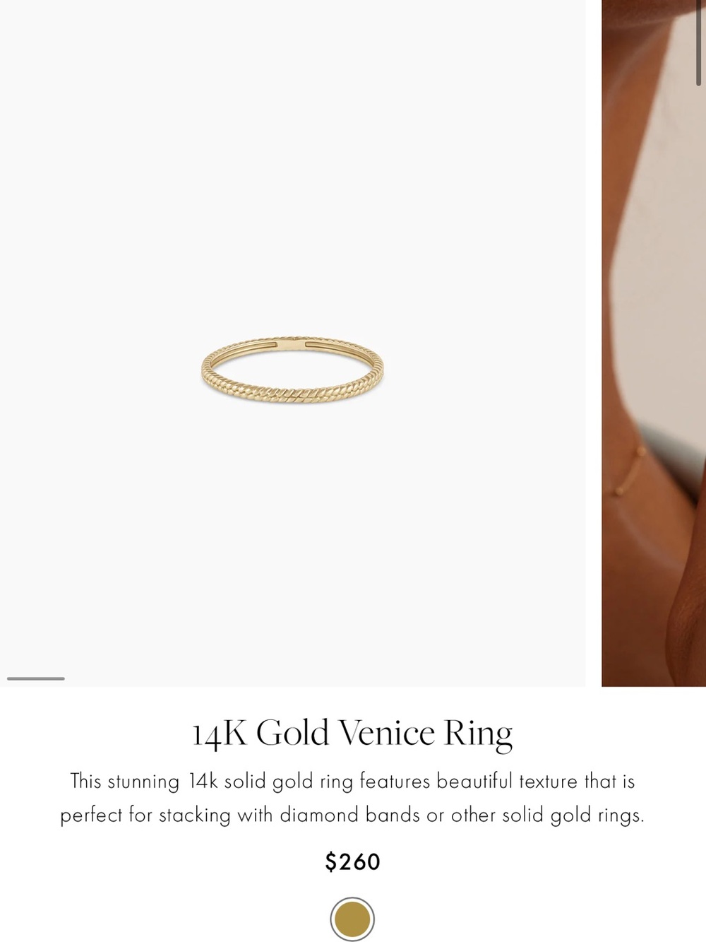 Gorjana Textured 14K Gold Venice Stack Ring - Gold Size 7